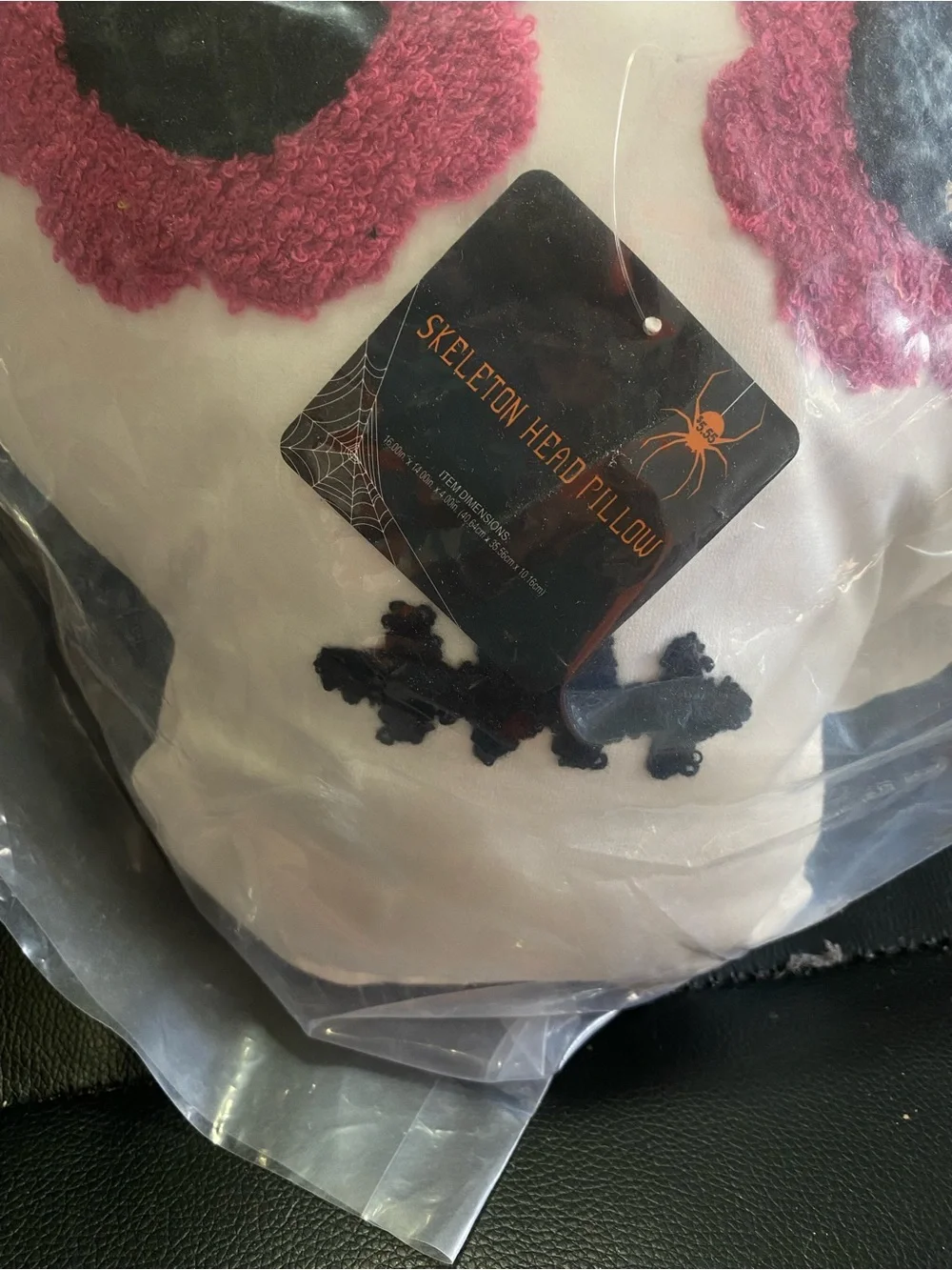 NWT🎉  White Sugar Skull Pillow with Pink and Yellow Floral Accents Halloween